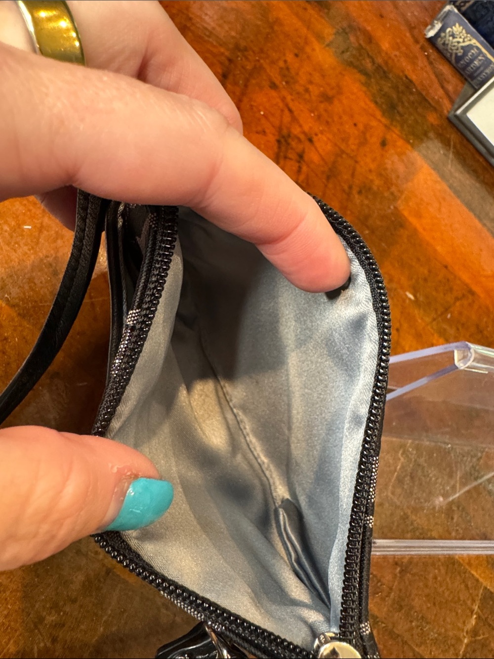 Coach Black and Gray Signature Wristlet - Picture 9 of 9